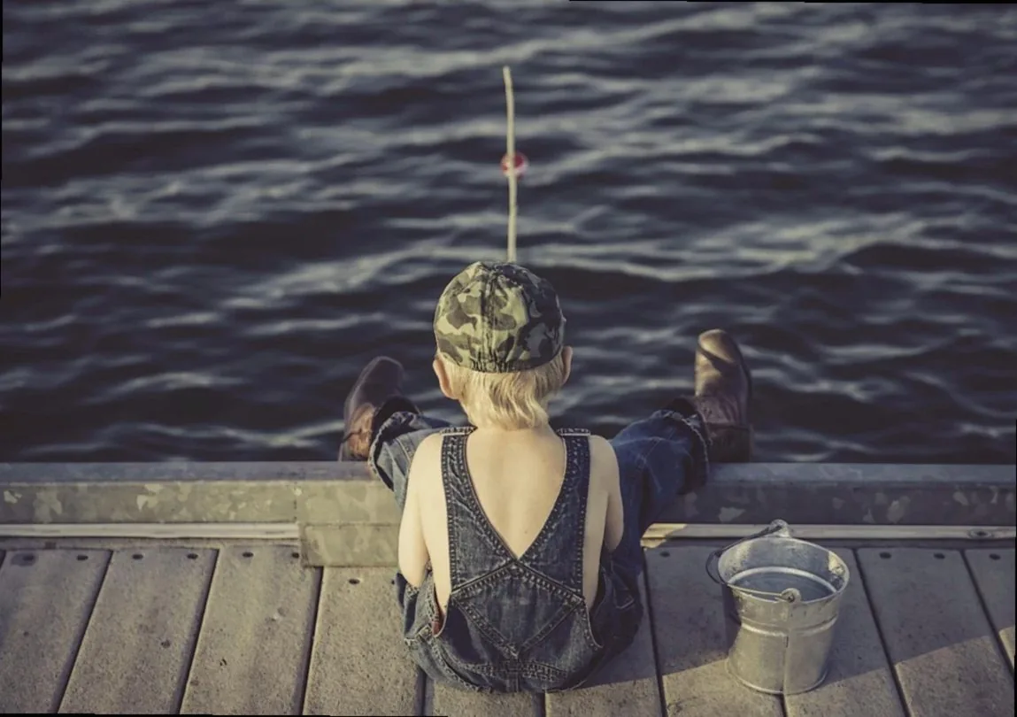 boy, child, fishing, fishing rod, bucket, fisherman, kid, young, small, childhood, summer, nature, adventure, outdoors, 